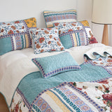 Tache Cotton Turquoise Blue Geometric Patchwork Border Old World Lumbar Pillow Sham (JHW-936)