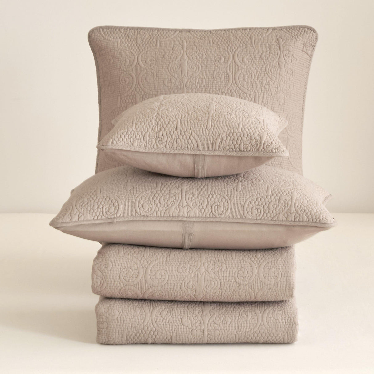 DaDa Bedding Neutral Taupe Beige Sandy Elegant Matelasse Cotton Quilted Bedspread Set (JHW-585) from DaDalogy Bedding Collection