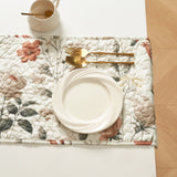DaDalogy Enchanted Meadow Reversible Dinner Table Runner - Floral Elegance in Beige, Rose, and Soft Olive Green, Premium Soft Microfiber Quilted Table Runner from DaDalogy Bedding Collection
