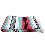 Seafoam Green & Coral Mexican Falsa Blanket From West Path