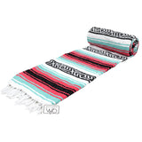 Seafoam Green & Coral Mexican Falsa Blanket From West Path