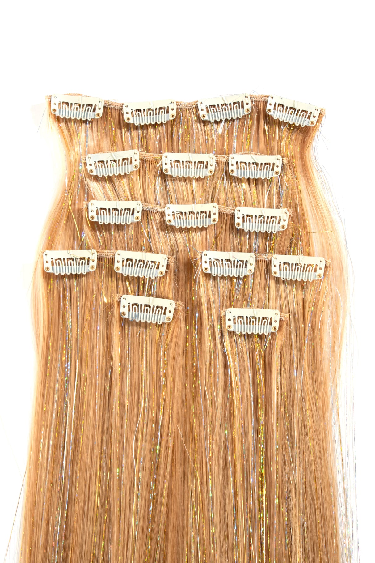Blonde Bombshell - 22 In Luxe Synthetic 7 Pc Full Clip-In Extension Set with Tinsel from Lunautics
