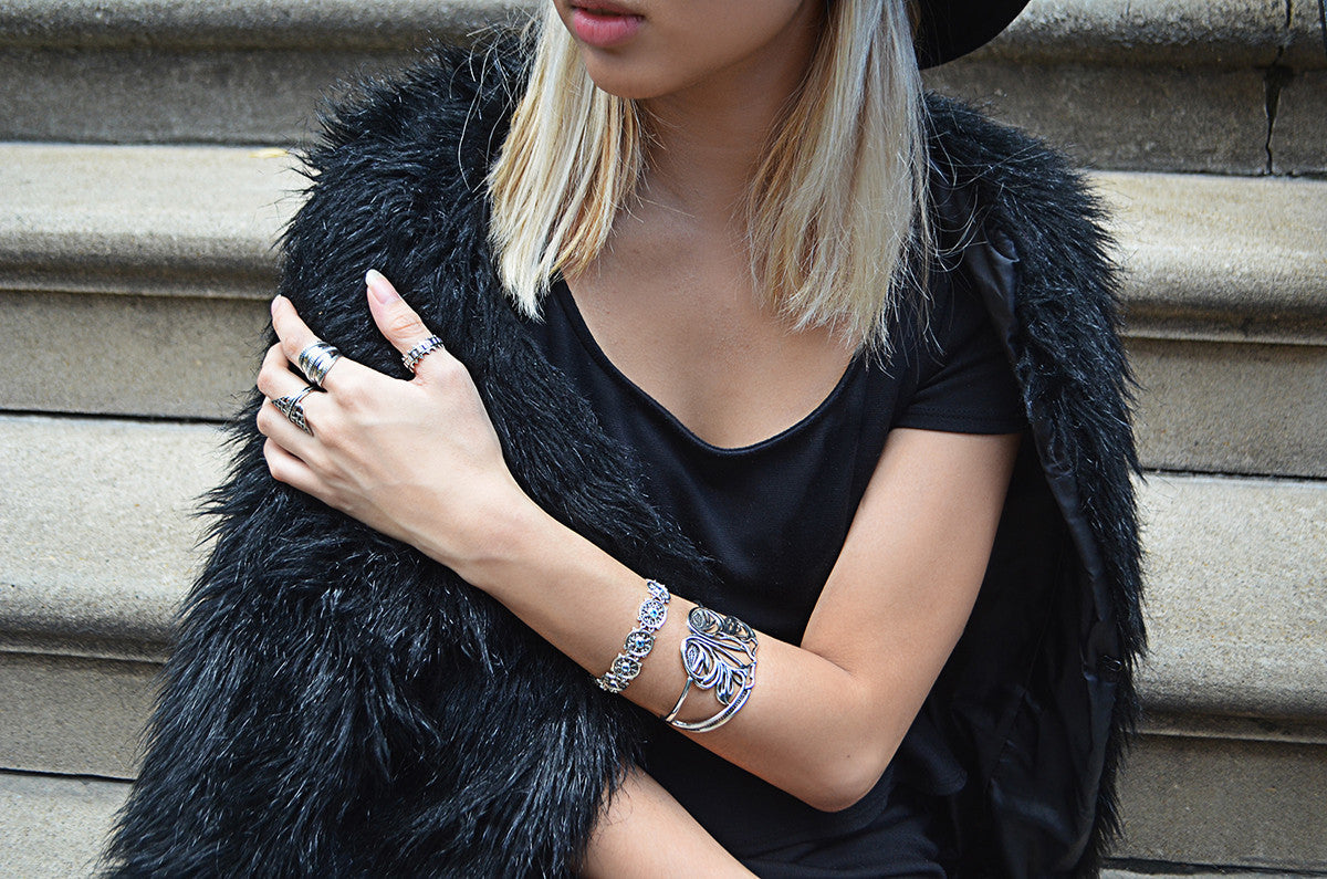 Dharmachakra Noble Truth Sterling Silver & Blue Topaz Bracelet from Cynthia Gale New York