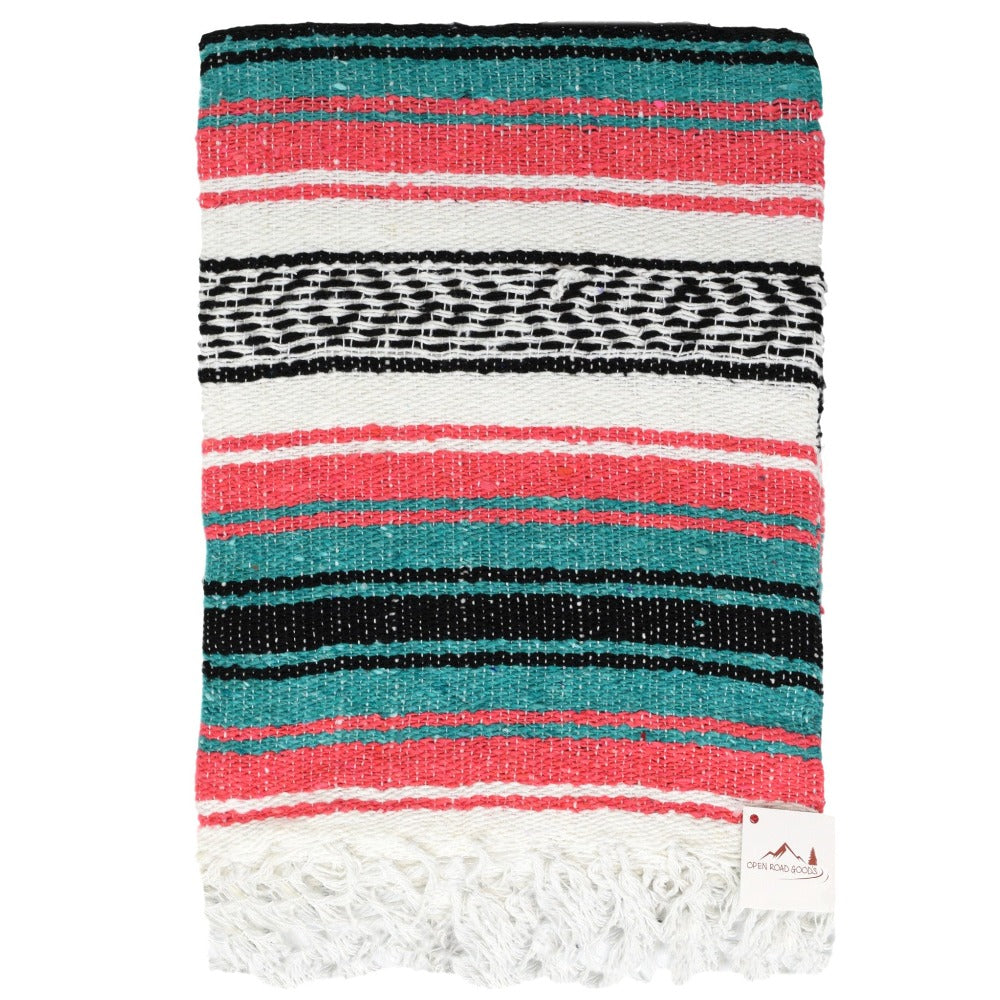 Coral & Sea Green Falsa Yoga Blanket From West Path