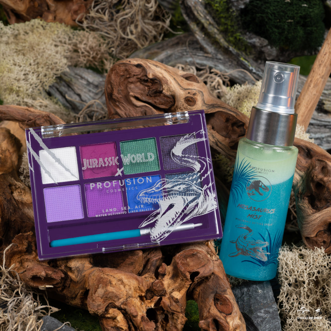 Jurassic World | Land.Sea.Air Water Activated Liner Palette from Profusion Cosmetics