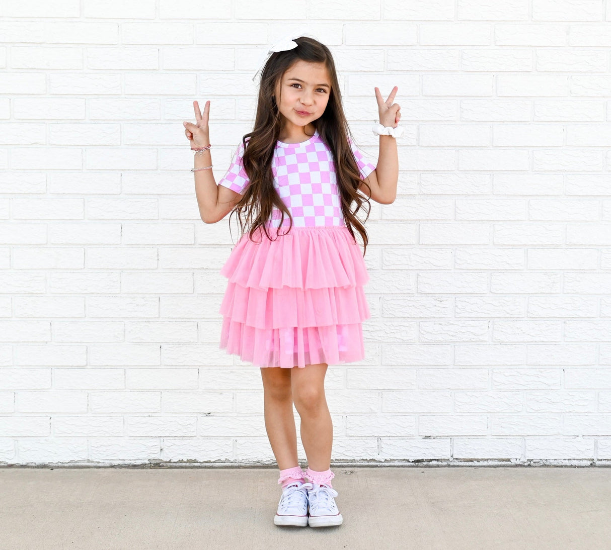 BUBBLEGUM CHECKERS DREAM TUTU DRESS from DREAM BIG LITTLE CO