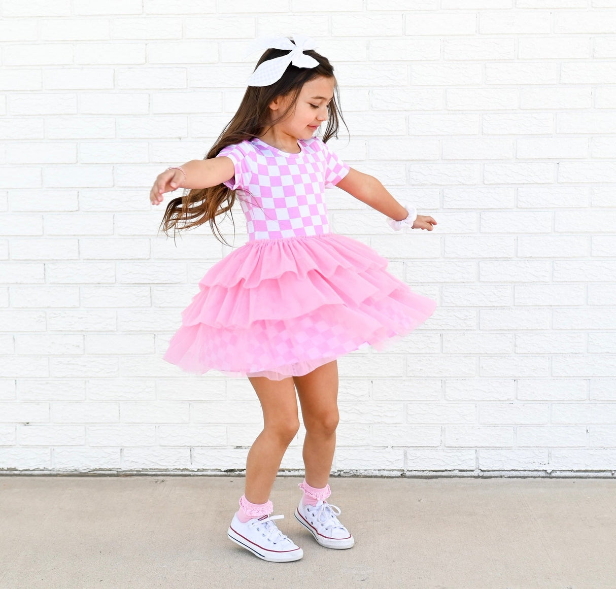BUBBLEGUM CHECKERS DREAM TUTU DRESS from DREAM BIG LITTLE CO