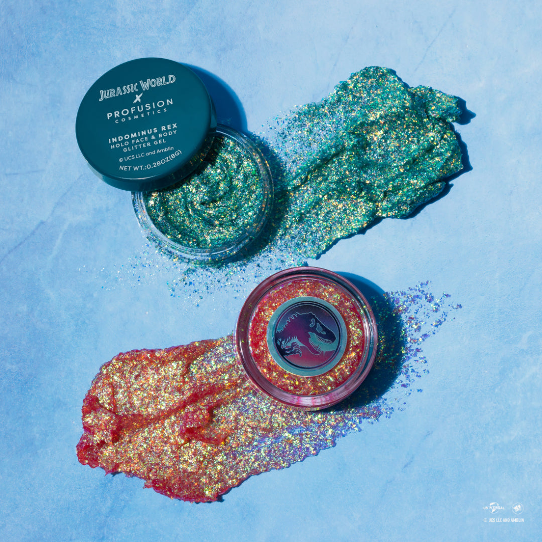 Jurassic World | It Can Camouflage! Holo Face & Body Glitter Gel from Profusion Cosmetics