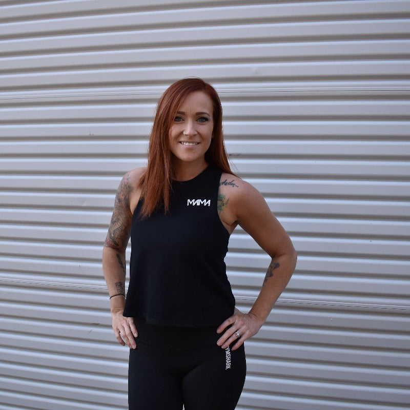 Mama Racerback Crop Tank Top from DadBod Apparel