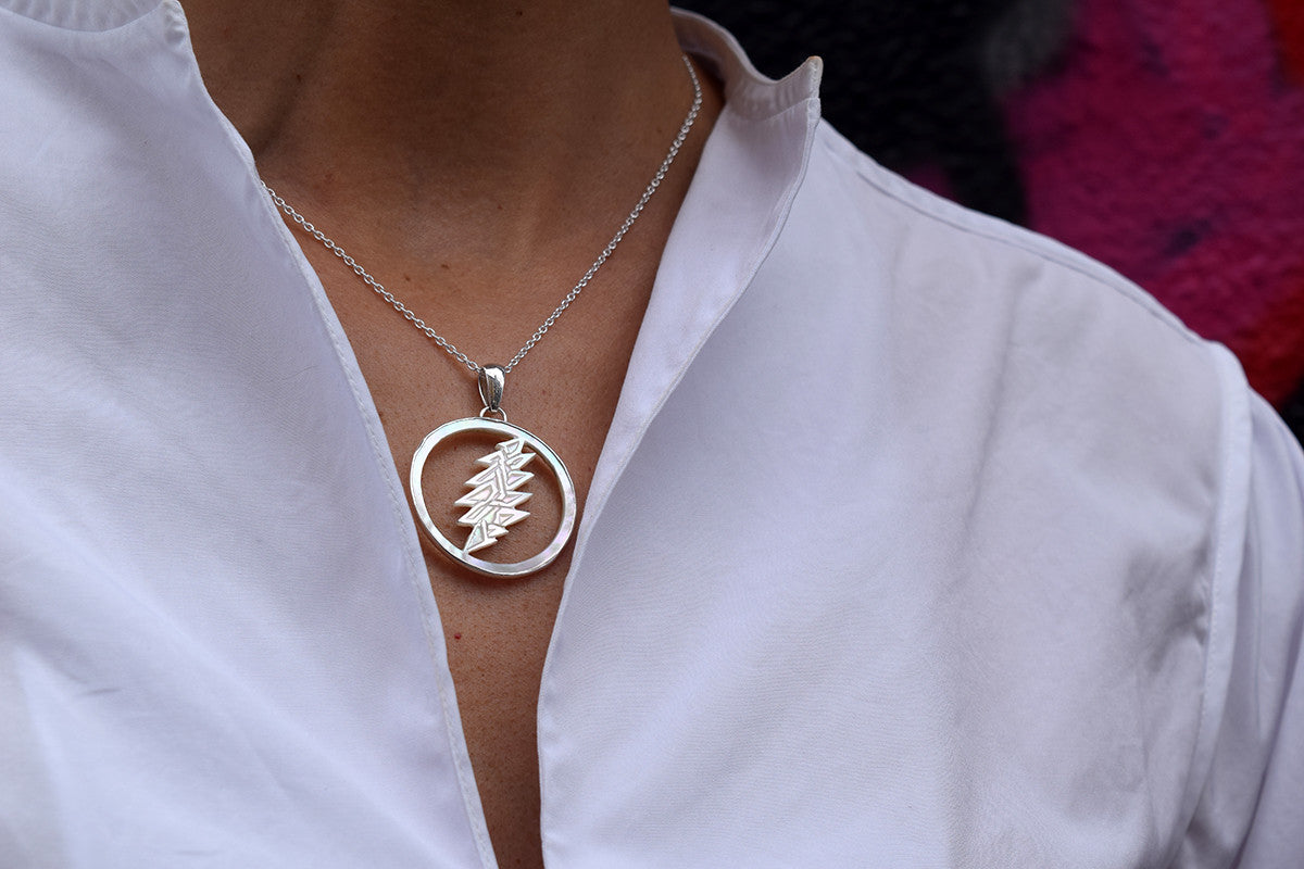 Lightning Bolt Sterling Silver Mother Of Pearl Necklace from Cynthia Gale New York