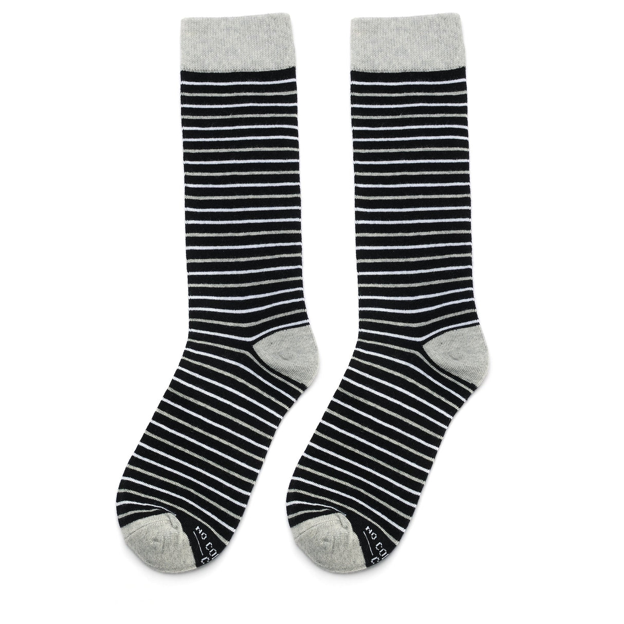 Black, White, and Grey Striped Socks from No Cold Feet