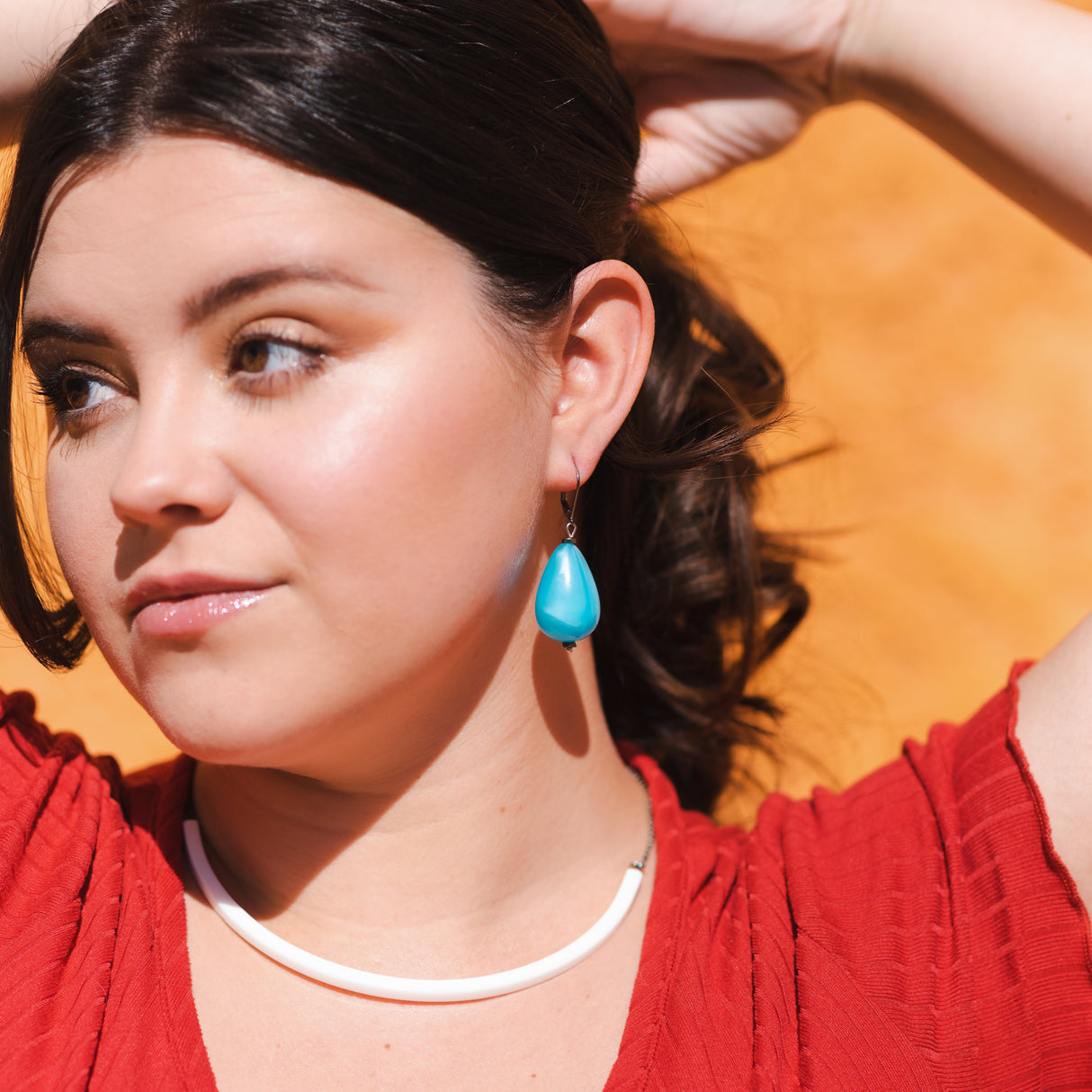 Aqua Blue Aura Glow Nola Earrings from Leetie Lovendale