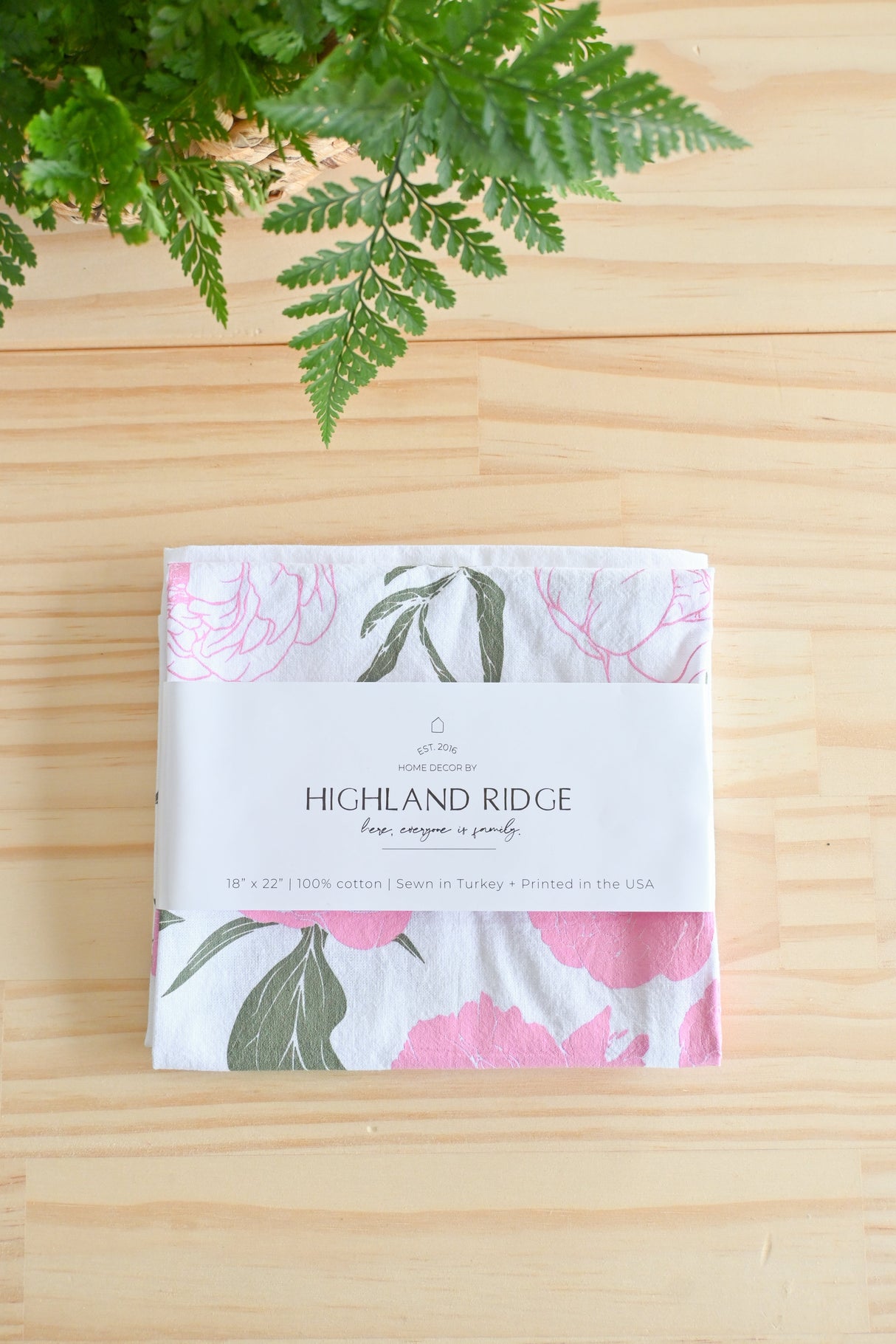 Peony Tea Towel from Jubilee Trading Company