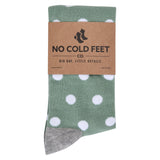 Sage Green with White Polka Dot Socks from No Cold Feet
