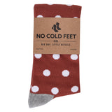 Burnt Orange with White Polka Dot Socks from No Cold Feet