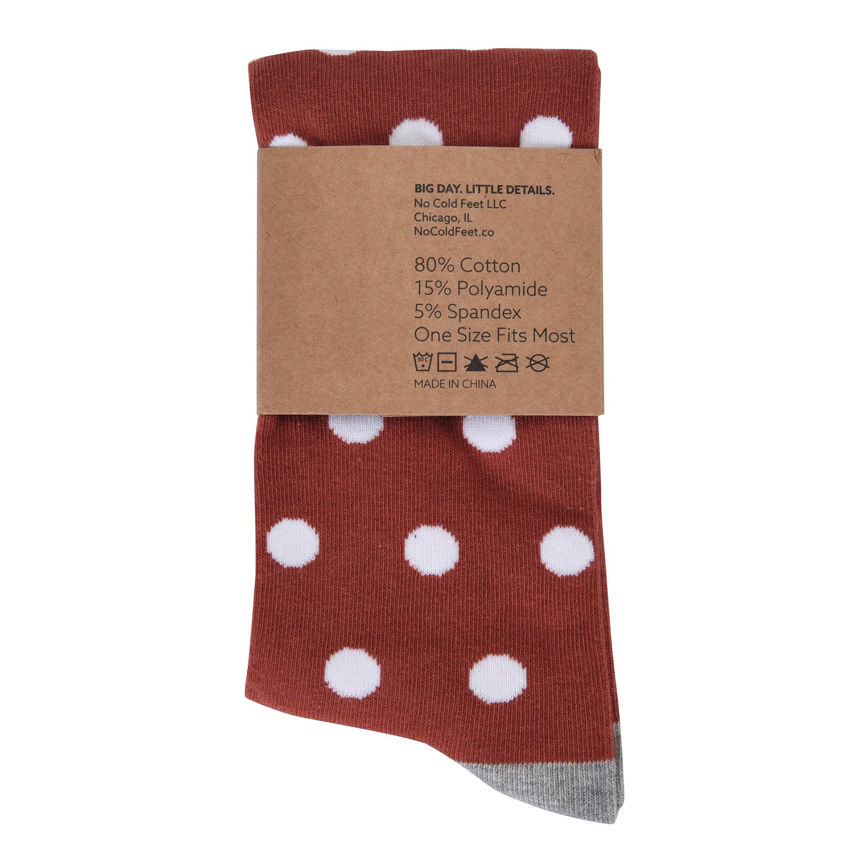 Burnt Orange with White Polka Dot Socks from No Cold Feet