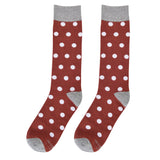 Burnt Orange with White Polka Dot Socks from No Cold Feet