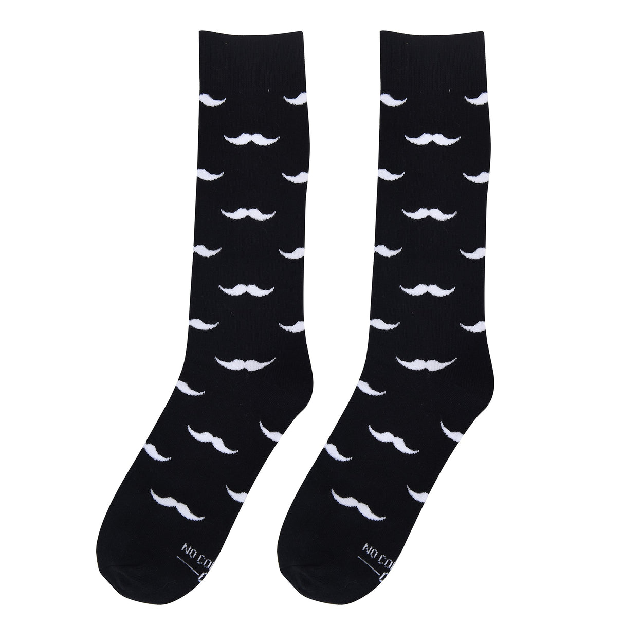 Black with White Mustache Socks from No Cold Feet
