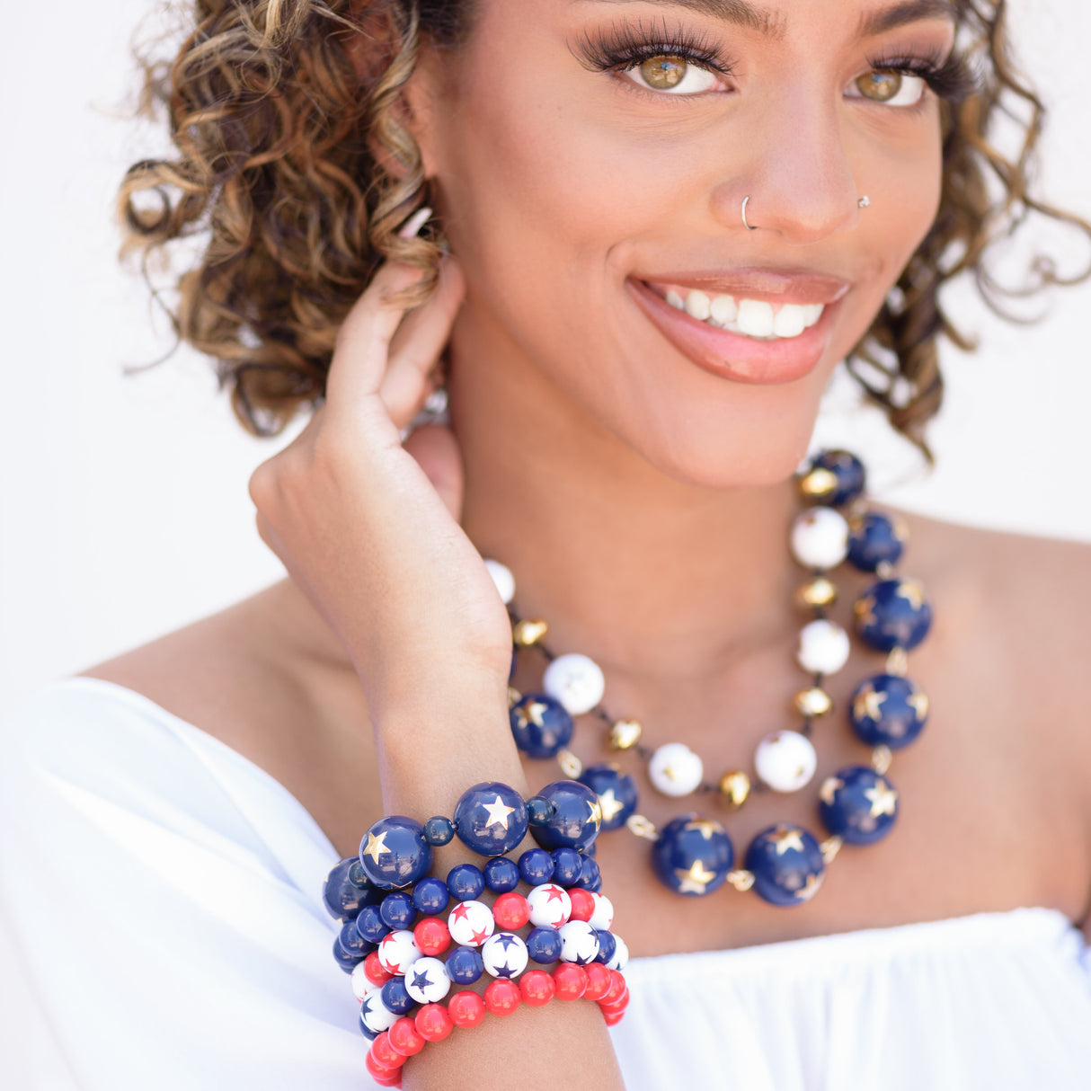 Americana Star Stack and Stretch Bracelet Set from Leetie Lovendale