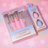 Frosted Snow Sparkle | 7 PC Makeup Brush & Cleaning Mat Set from Profusion Cosmetics