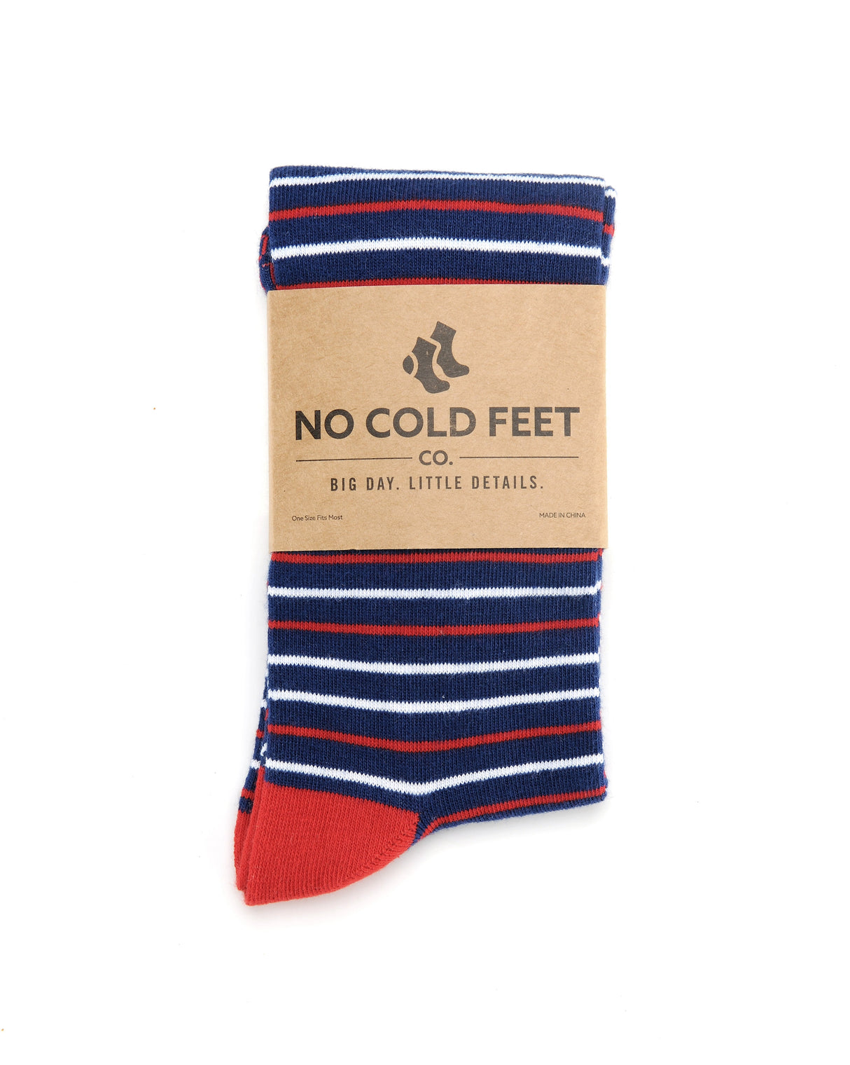 Navy, Red and White Striped Socks from No Cold Feet