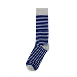 Navy, White, and Grey Striped Socks from No Cold Feet