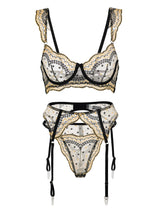 Black&Gold Luxury Lace Embroidered Lingerie Set From Hello.LA.Girl