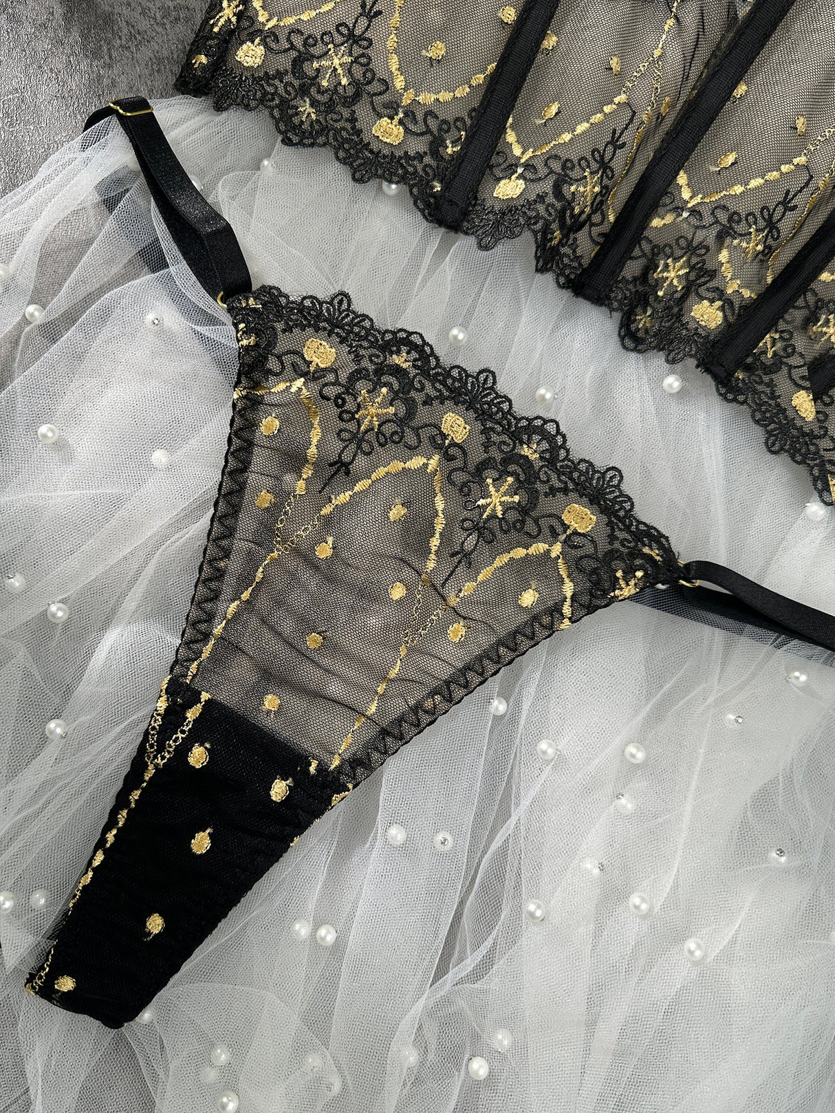 Chic Luxe Noir & Gold Lingerie Set From Hello.LA.Girl