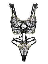 Black Gold-threaded Butterfly Bow Lingerie Set From Hello.LA.Girl