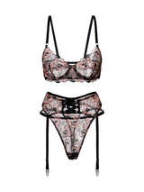 Black& Dustyrose Flowers  Lingerie Set From Hello.LA.Girl
