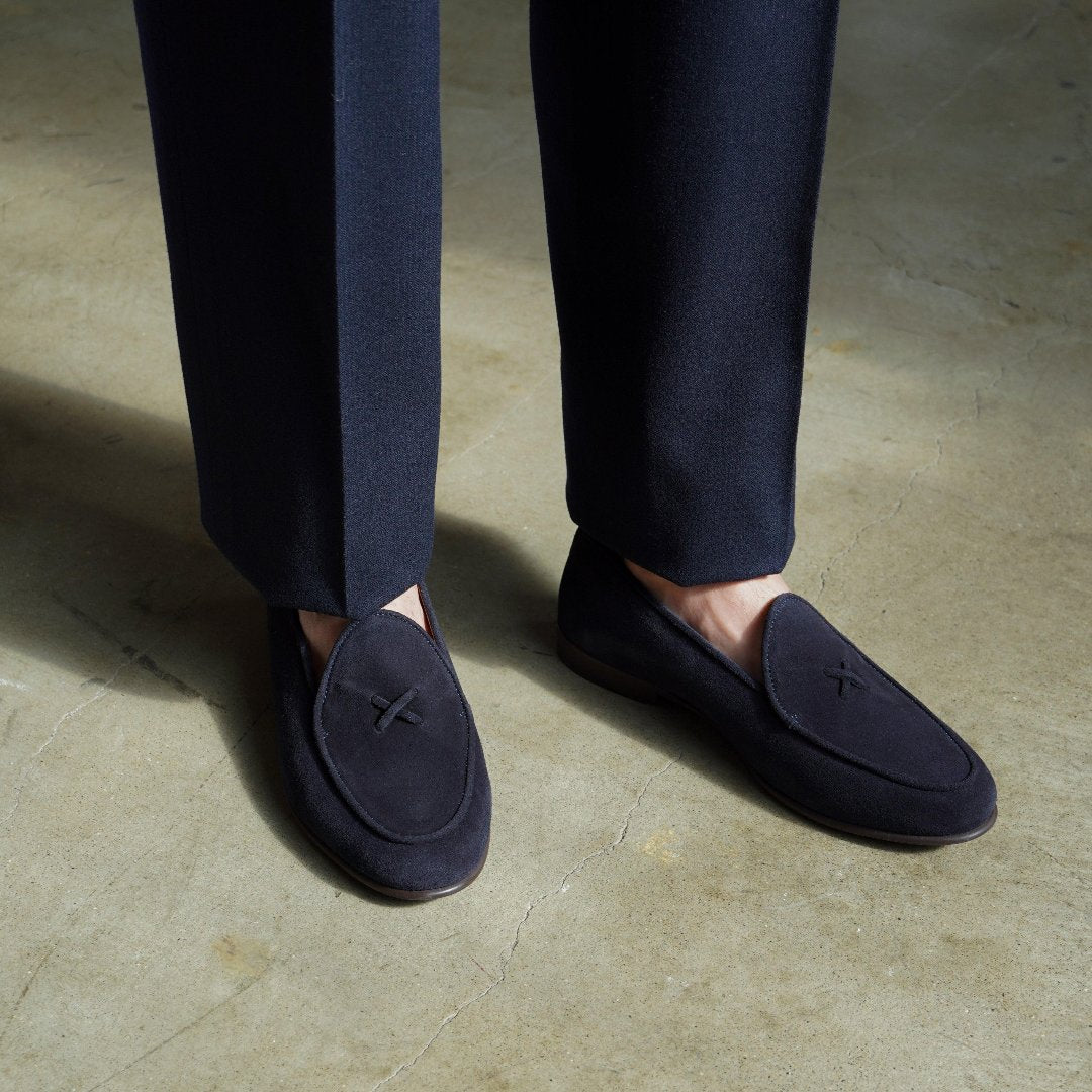 Men's Navy Suede Milano Loafer From Del Toro Shoes