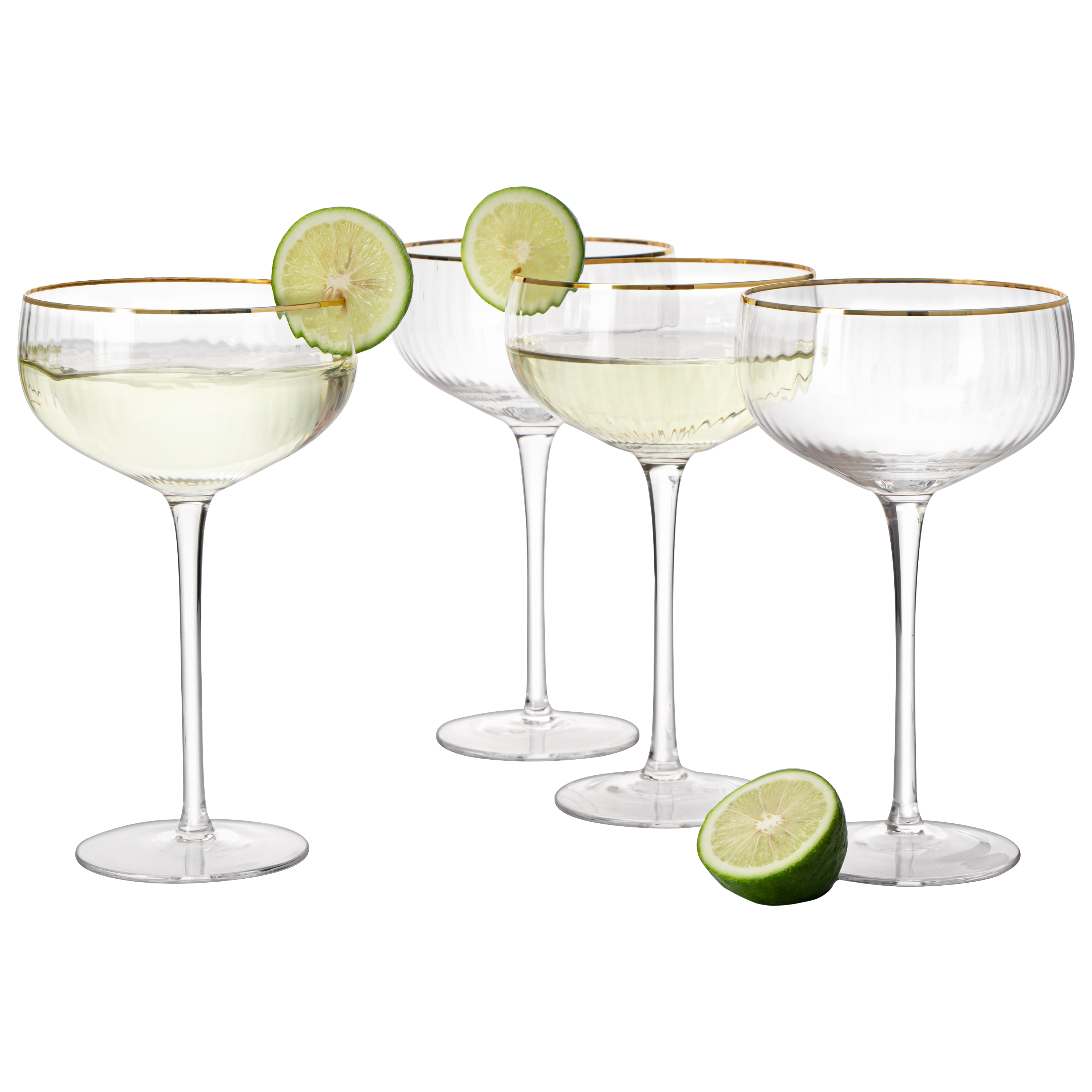 Coupe Cocktail Glasses 7 oz, Set of 4 Classic Manhattan Glasses For Cocktails, Libbey Champagne Coupe, Classic Coupe Glasses with Gold Rim, Crystal with Stems Wine Savant from The Wine Savant