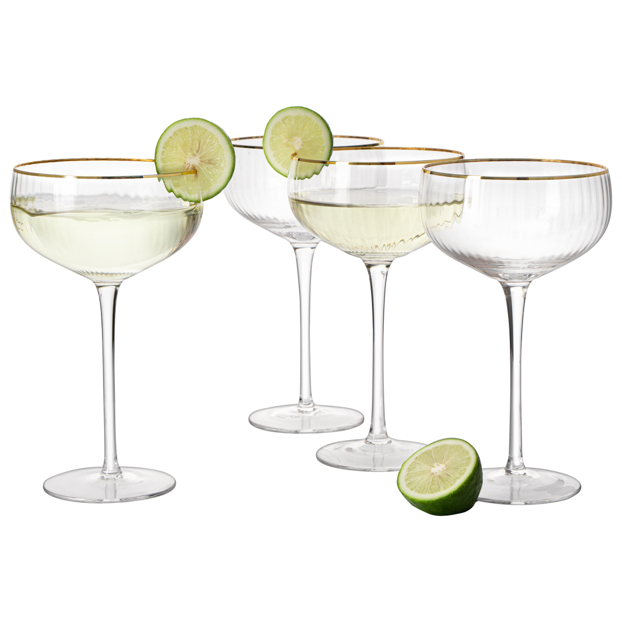 Coupe Cocktail Glasses 7 oz, Set of 4 Classic Manhattan Glasses For Cocktails, Libbey Champagne Coupe, Classic Coupe Glasses with Gold Rim, Crystal with Stems Wine Savant from The Wine Savant