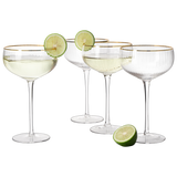 Coupe Cocktail Glasses 7 oz, Set of 4 Classic Manhattan Glasses For Cocktails, Libbey Champagne Coupe, Classic Coupe Glasses with Gold Rim, Crystal with Stems Wine Savant from The Wine Savant