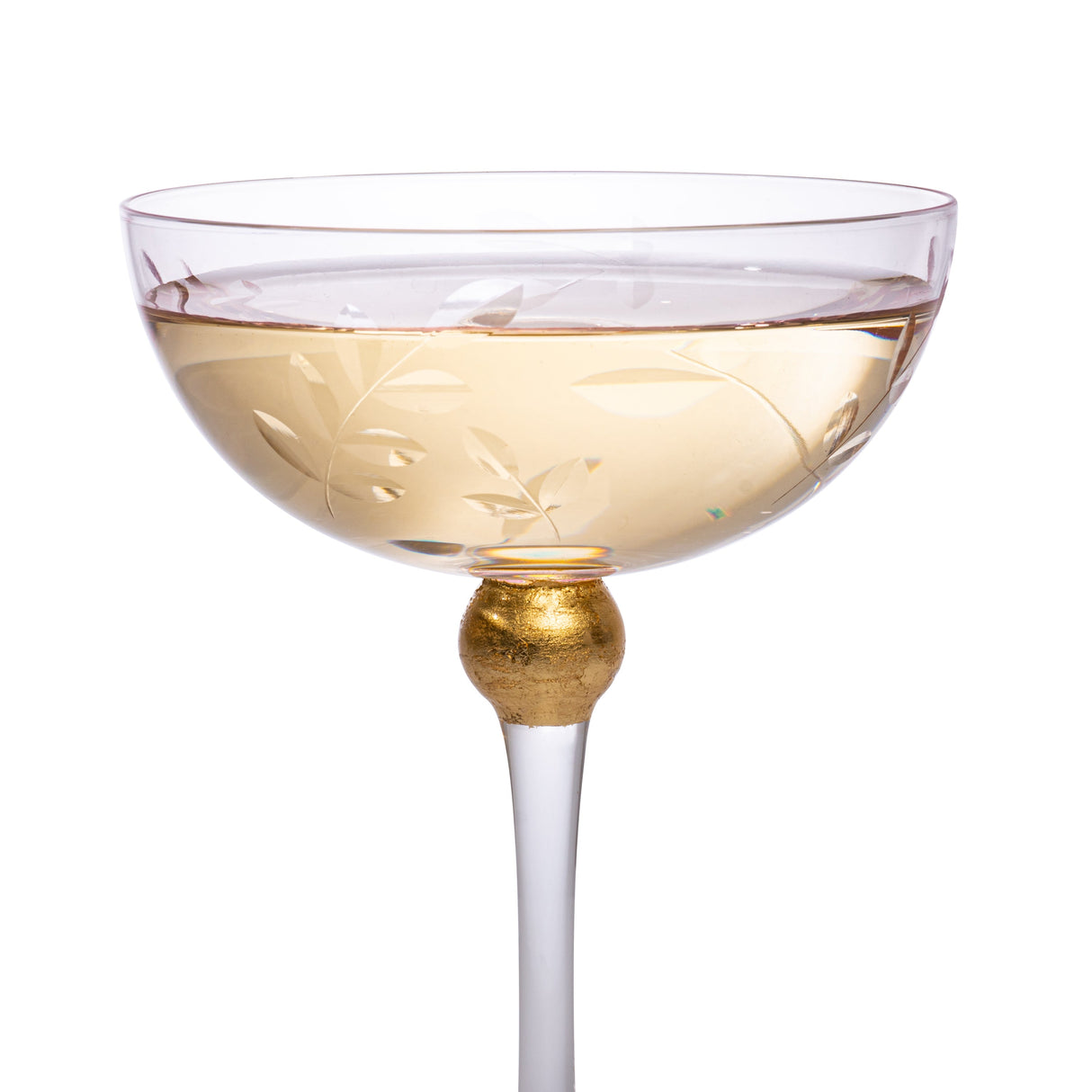 Colored Coupe Art Deco Glasses, Gold | Set of 4 | 8 oz Classic Cocktail Glassware for Champagne, Martini, Manhattan, Sidecar, Crystal Speakeasy Style Goblets Stems (Pink) from The Wine Savant