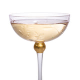 Colored Coupe Art Deco Glasses, Gold | Set of 4 | 8 oz Classic Cocktail Glassware for Champagne, Martini, Manhattan, Sidecar, Crystal Speakeasy Style Goblets Stems (Pink) from The Wine Savant