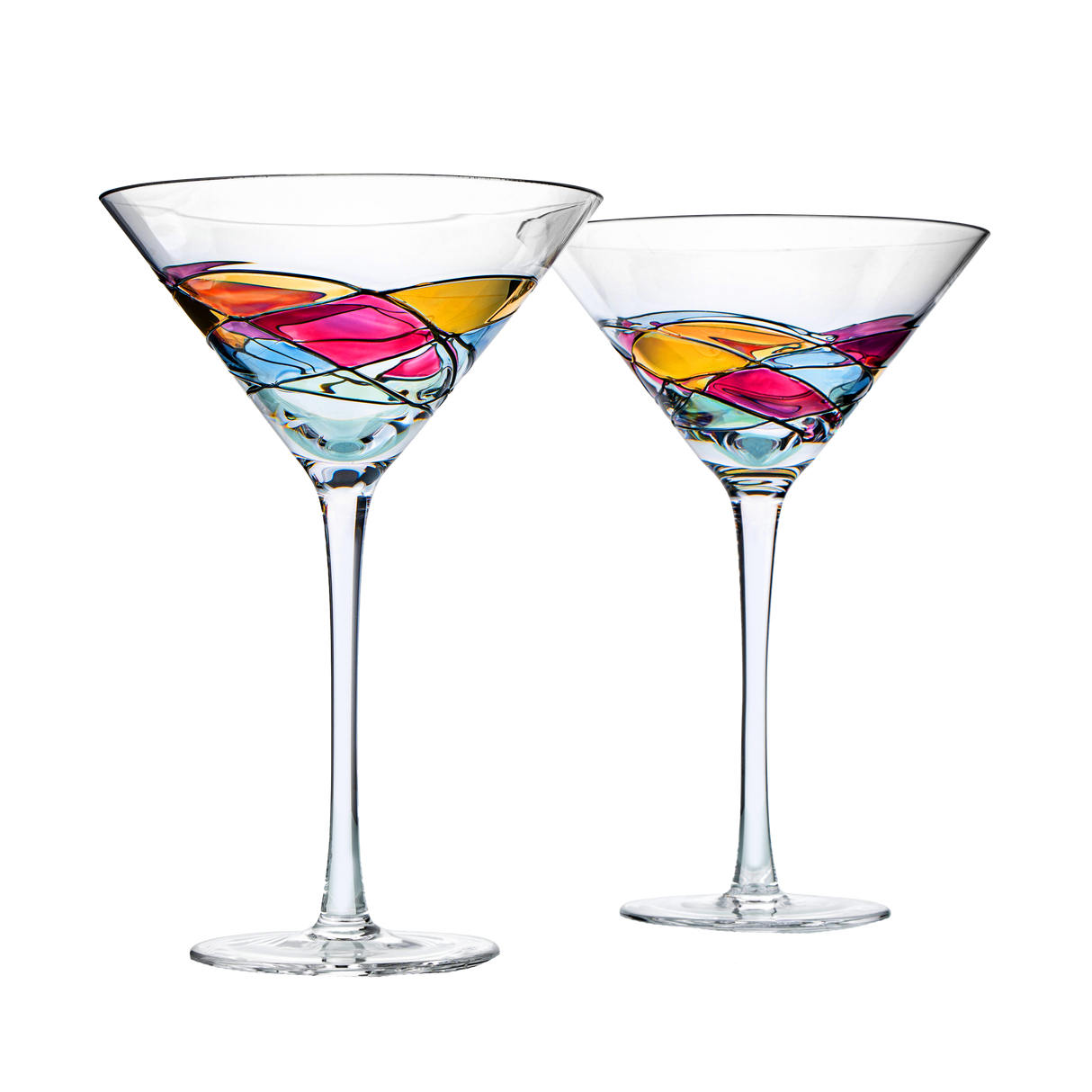 The Wine Savant Artisanal Hand Painted Stemless - Rennesance Romantic Stain-glassed Windows Wine Glasses Set of 2 - Gift Idea for Her, Him, Birthday, Housewarming - Extra Large Goblets (Martini) from The Wine Savant