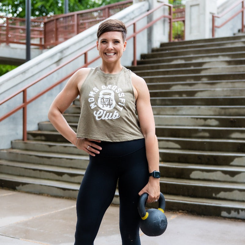 Moms Crossfit Club Crop Tank from DadBod Apparel