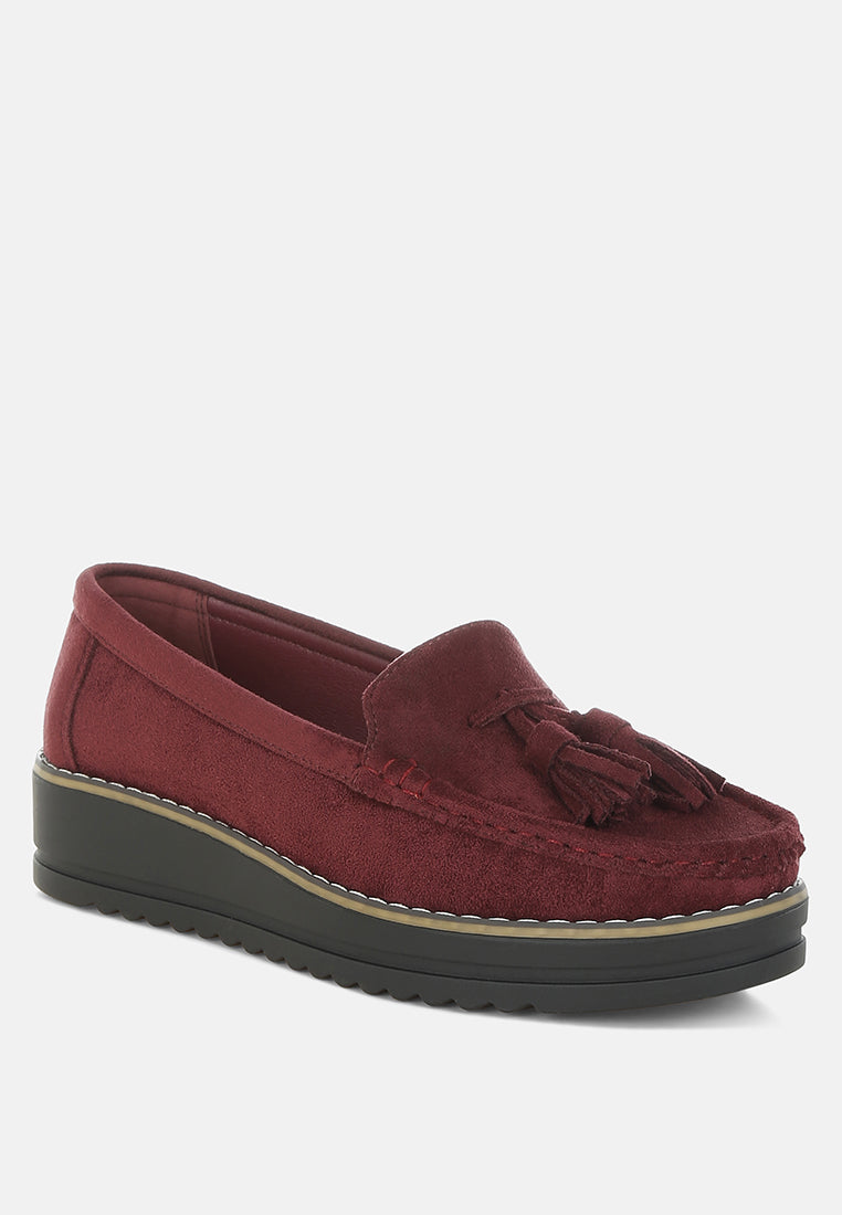 Daiki Platform Lug Sole Tassel Loafers from London Rag International