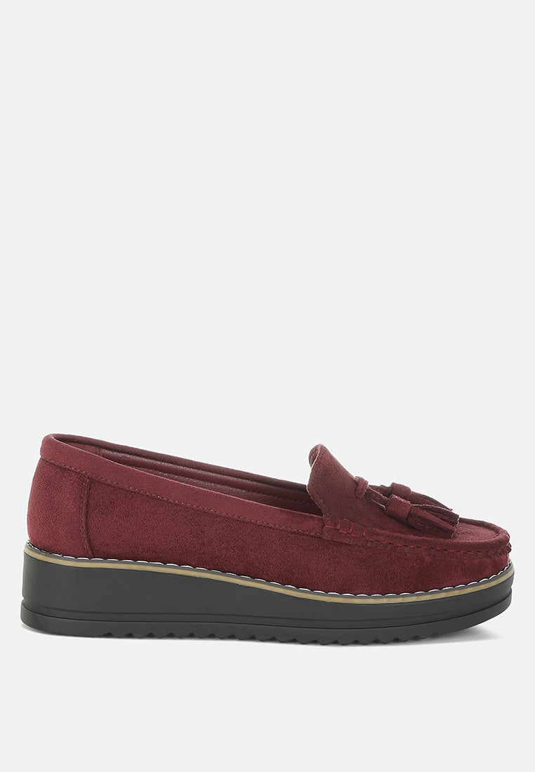 Daiki Platform Lug Sole Tassel Loafers from London Rag International
