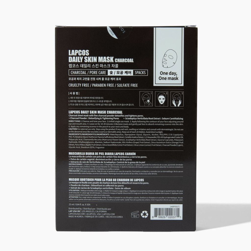 Daily Charcoal Sheet Mask - Skin Detox from LAPCOS