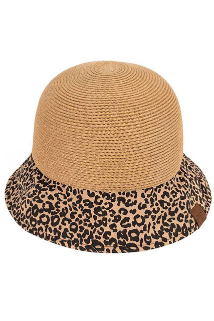 C.C Baby Leopard Print Cloche Straw Bucket Hat from Madeline Love