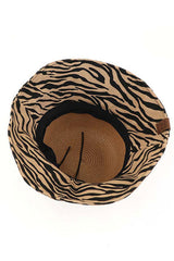 C.C Zebra Print Cloche Straw Bucket Hat from Madeline Love