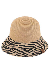 C.C Zebra Print Cloche Straw Bucket Hat from Madeline Love