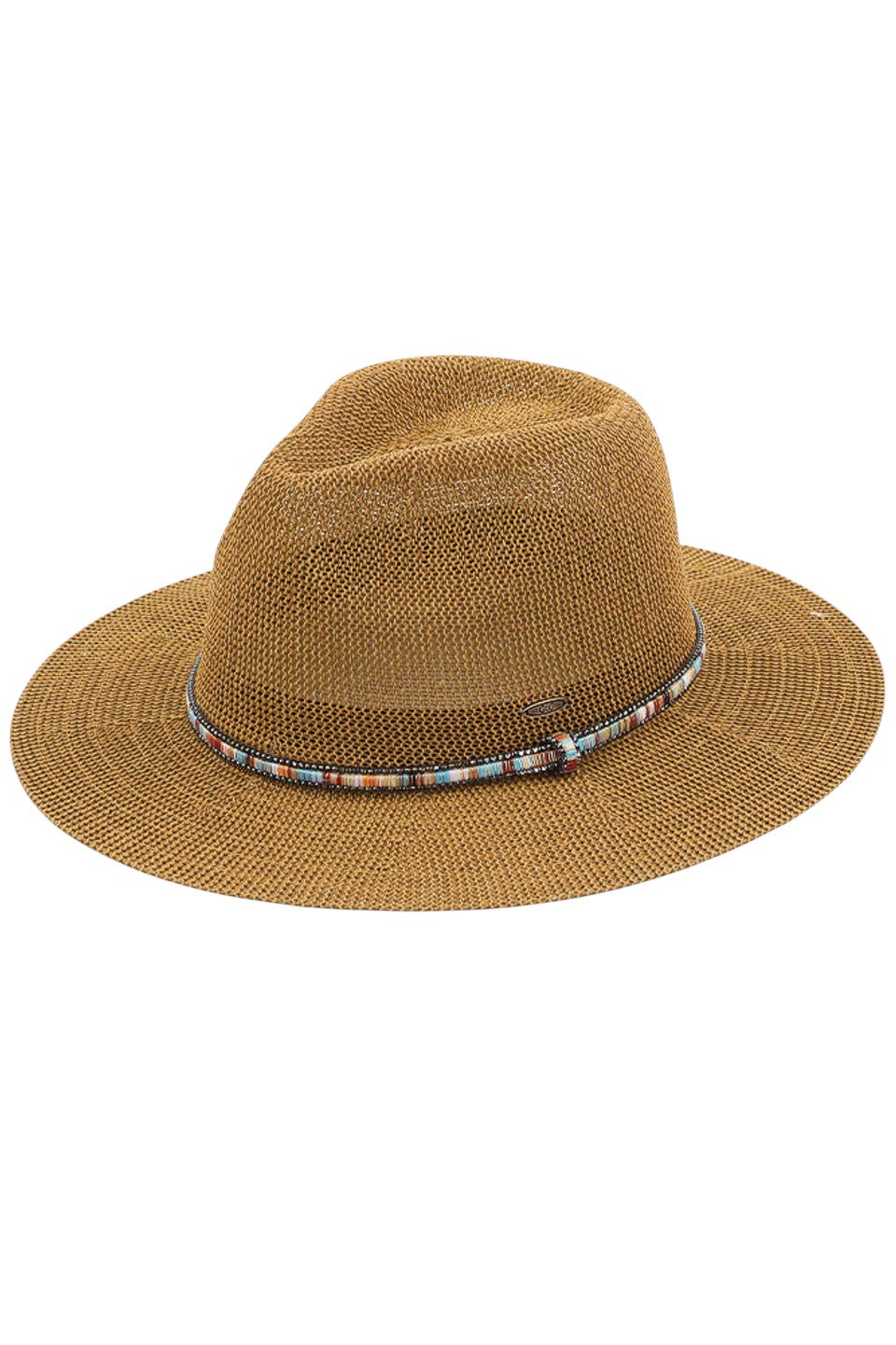 C.C MULTI THREAD RHINESTONE TRIM BAND PANAMA HAT from Madeline Love