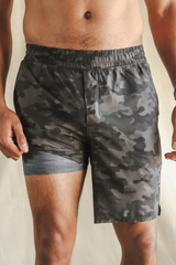 The Darkside | Black and Grey Camo Ball Hammock® 9 Inch Athletic Shorts from Shinesty