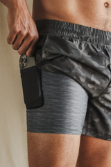 The Darkside | Black and Grey Camo Ball Hammock® 9 Inch Athletic Shorts from Shinesty