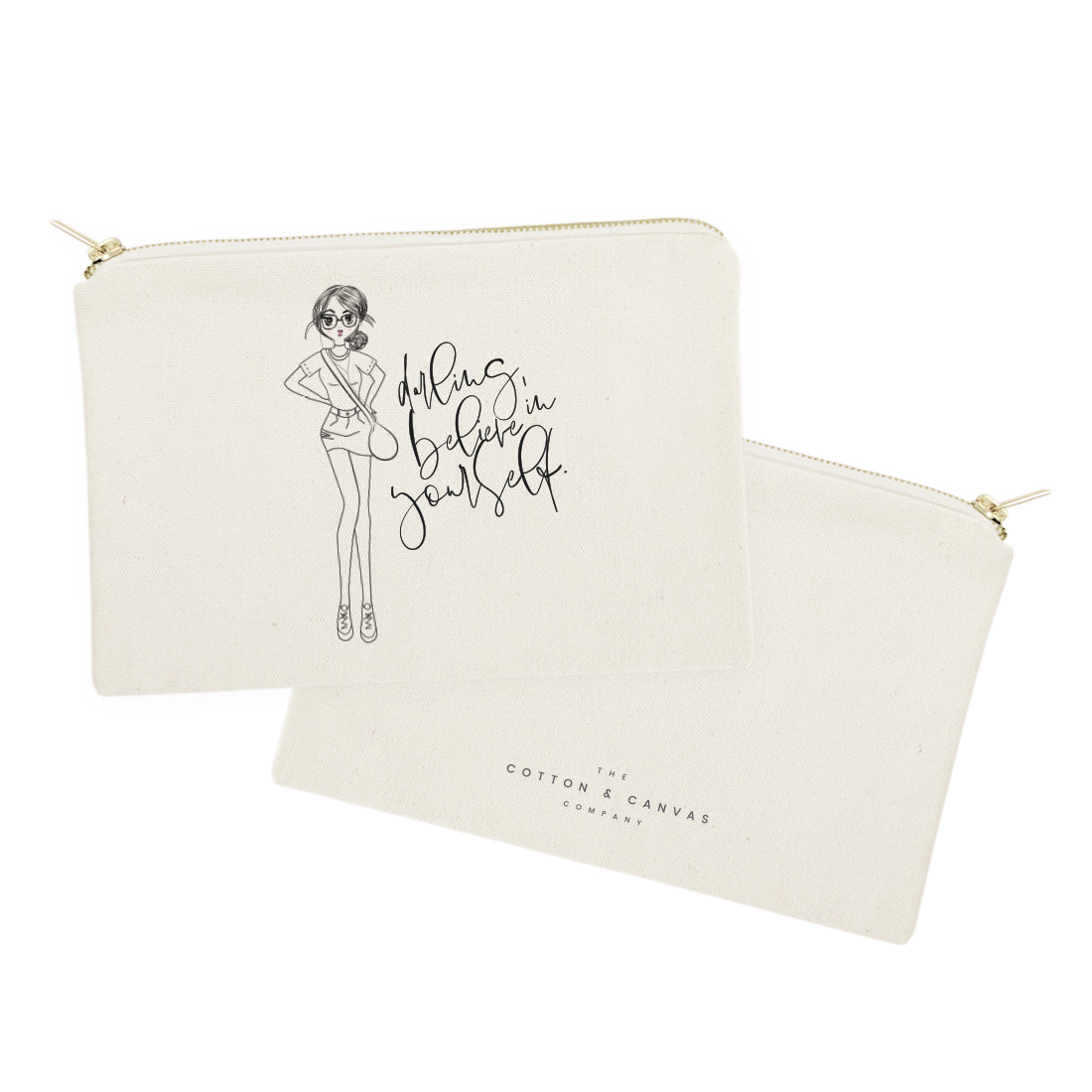 Darling, Believe in Yourself Cotton Canvas Cosmetic Bag from The Cotton & Canvas Co.