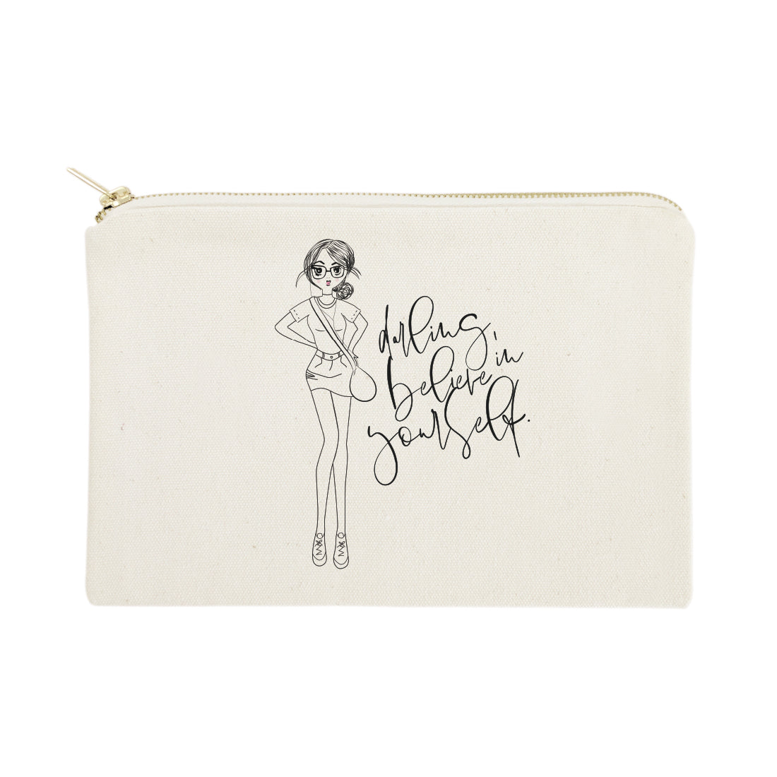 Darling, Believe in Yourself Cotton Canvas Cosmetic Bag from The Cotton & Canvas Co.