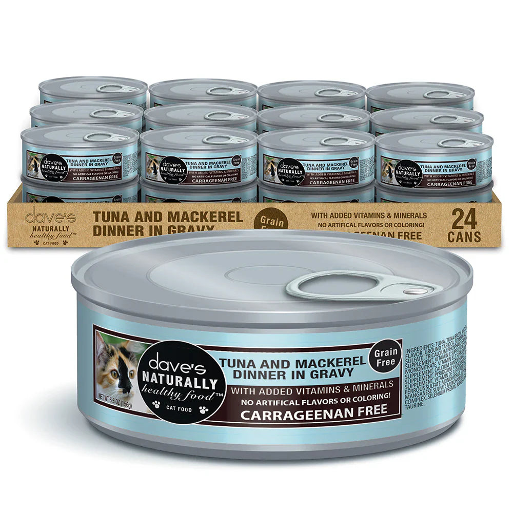 Dave's Naturally Healthy Grain Free Grilled Tuna & Mackerel Dinner In Gravy Wet Cat Food (5.5oz) from The Family Pet